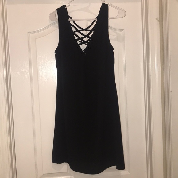 Dresses & Skirts - Black dress, lace up front, cross back